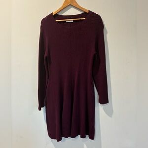 Nine West Deep Burgundy Long Sleeve Dress